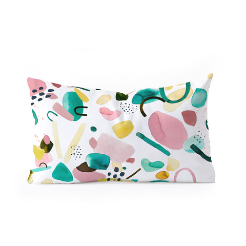 Ninola Design Abstract geo shapes Green Oblong Throw Pillow