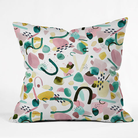 Ninola Design Abstract geo shapes Green Outdoor Throw Pillow
