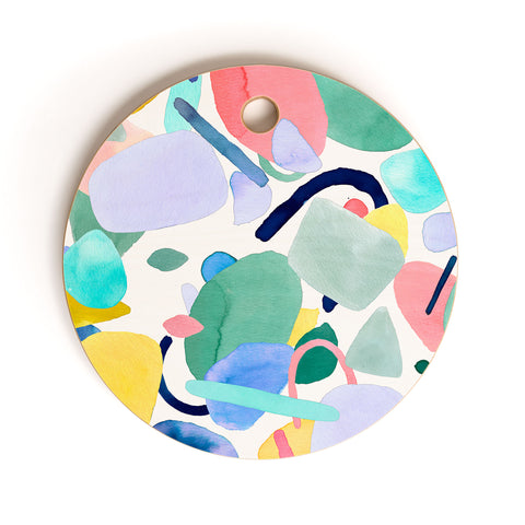 Ninola Design Abstract geometry dream Multicolored Cutting Board Round