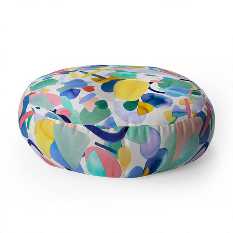 Ninola Design Abstract geometry dream Multicolored Floor Pillow Round