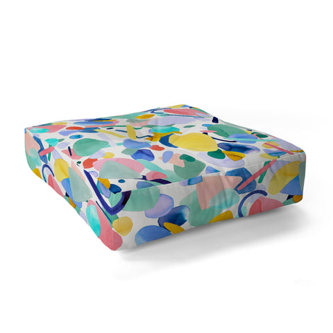 Ninola Design Abstract geometry dream Multicolored Floor Pillow Square