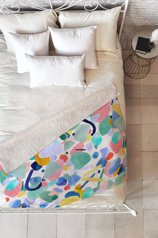 Ninola Design Abstract geometry dream Multicolored Fleece Throw Blanket