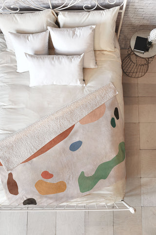 Ninola Design Abstract Shapes Terracota Fleece Throw Blanket