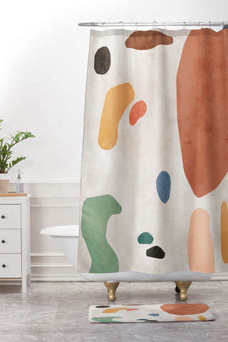 Ninola Design Abstract Shapes Terracota Shower Curtain And Mat