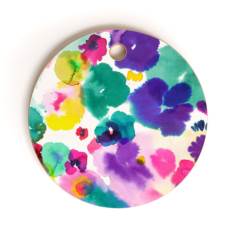 Ninola Design Abstract spring blooms watercolor Cutting Board Round