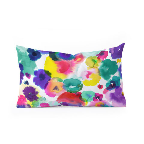 Ninola Design Abstract spring blooms watercolor Oblong Throw Pillow
