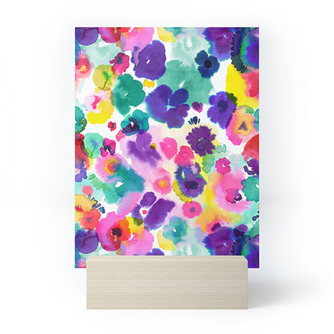 Ninola Design Abstract spring blooms watercolor Mini Art Print