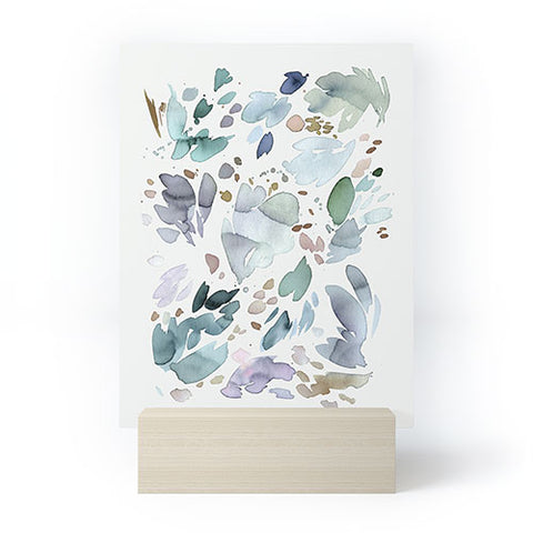 Ninola Design Abstract texture floral Blue Mini Art Print