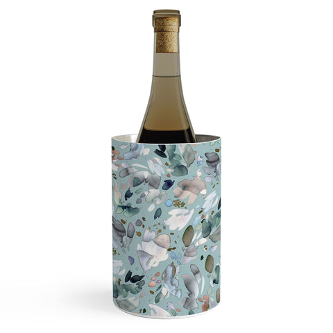 Ninola Design Abstract texture floral Blue Wine Chiller