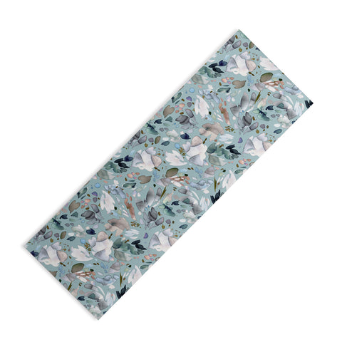 Ninola Design Abstract texture floral Blue Yoga Mat