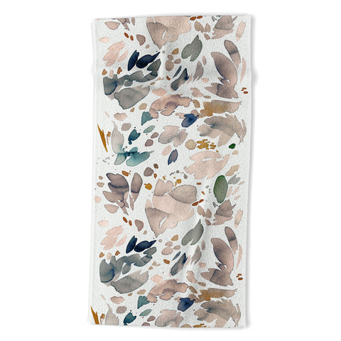 Ninola Design Abstract texture floral Gold Beach Towel