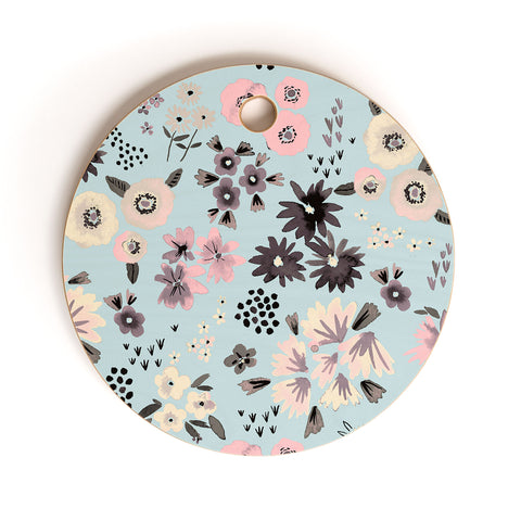 Ninola Design Artful little flowers Pastel Cutting Board Round