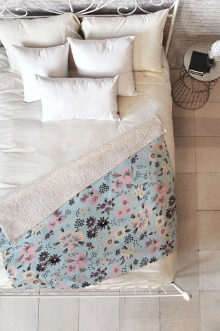 Ninola Design Artful little flowers Pastel Fleece Throw Blanket