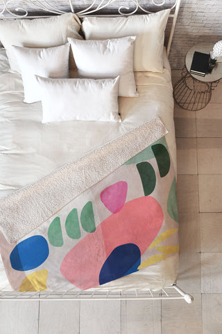 Ninola Design Artful Organic Bold Shapes Fleece Throw Blanket