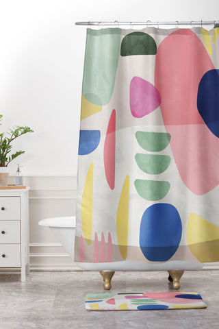 Ninola Design Artful Organic Bold Shapes Shower Curtain And Mat