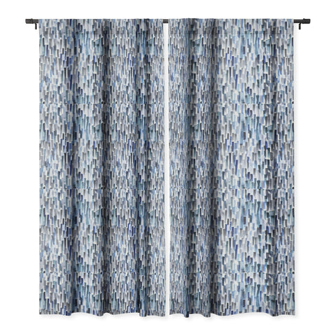 Ninola Design Artistic Stripes Indigo Blackout Window Curtain