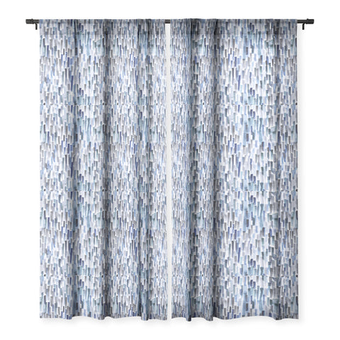 Ninola Design Artistic Stripes Indigo Sheer Window Curtain