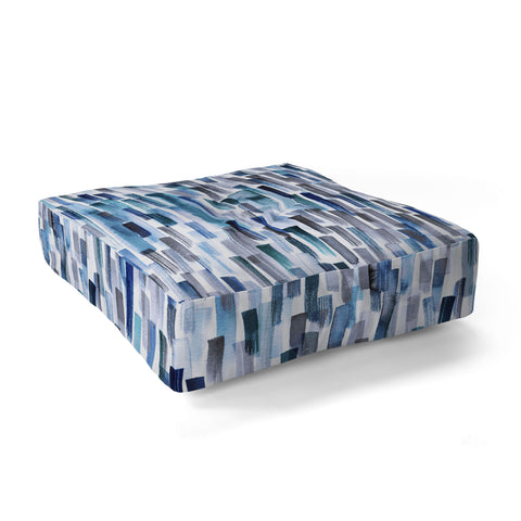 Ninola Design Artistic Stripes Indigo Floor Pillow Square