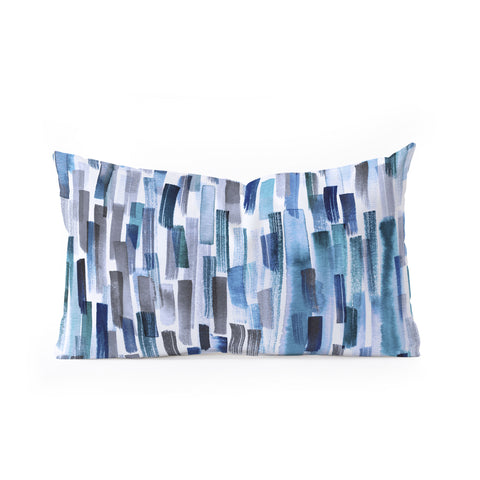 Ninola Design Artistic Stripes Indigo Oblong Throw Pillow