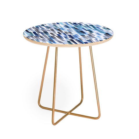 Ninola Design Artistic Stripes Indigo Round Side Table