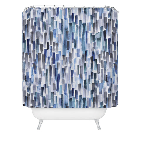 Ninola Design Artistic Stripes Indigo Shower Curtain