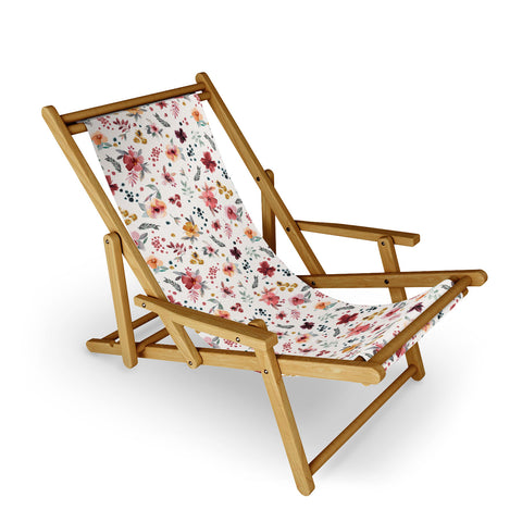 Ninola Design Autumn floral Red holiday Sling Chair