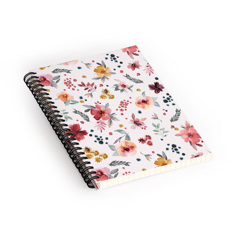 Ninola Design Autumn floral Red holiday Spiral Notebook