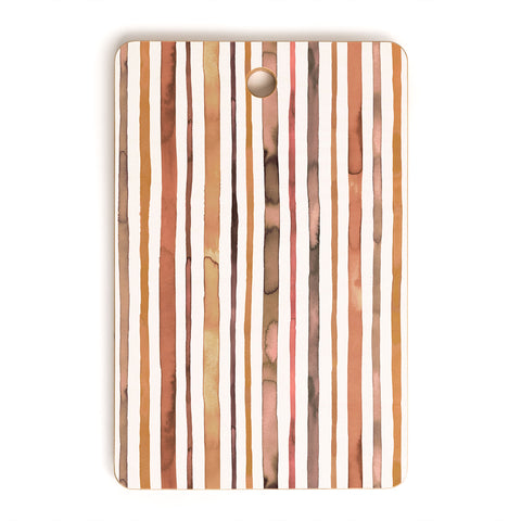 Ninola Design Autumn Terracotta Stripes Cutting Board Rectangle