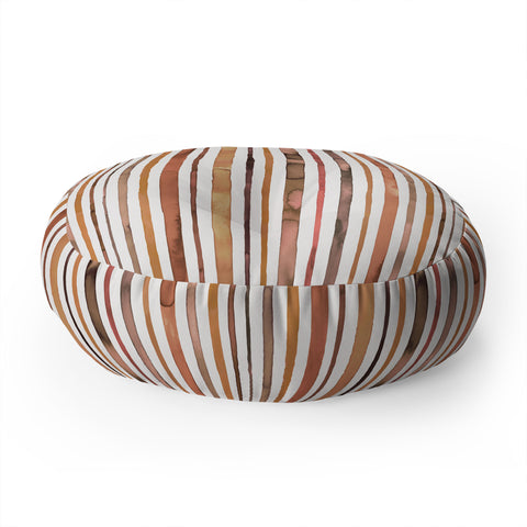 Ninola Design Autumn Terracotta Stripes Floor Pillow Round