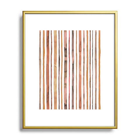 Ninola Design Autumn Terracotta Stripes Metal Framed Art Print