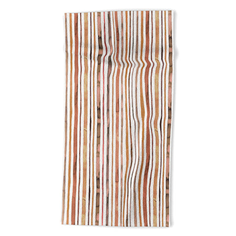 Ninola Design Autumn Terracotta Stripes Beach Towel