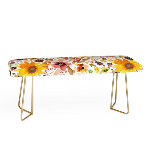 Ninola Design Big blooms flowers Gold Bench
