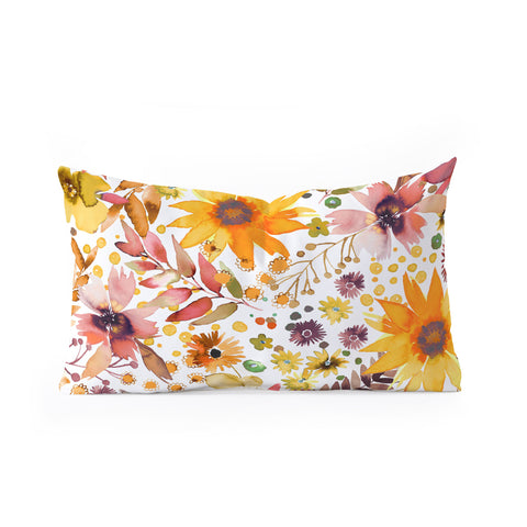 Ninola Design Big blooms flowers Gold Oblong Throw Pillow