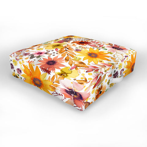 Ninola Design Big blooms flowers Gold Outdoor Floor Cushion
