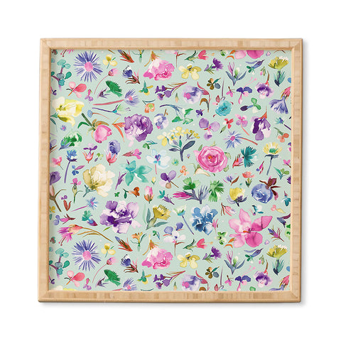 Ninola Design Blooming flowers spring Blue Framed Wall Art