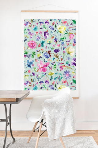 Ninola Design Blooming flowers spring Blue Art Print And Hanger
