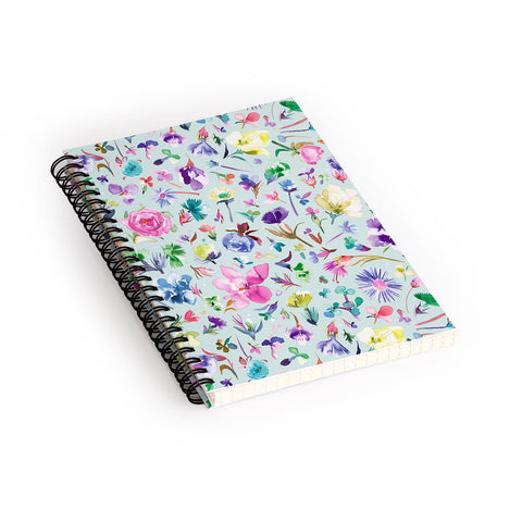 Ninola Design Blooming flowers spring Blue Spiral Notebook