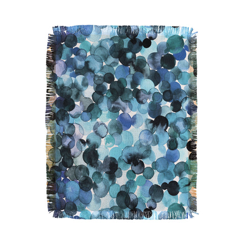Ninola Design Blue watercolor dots Throw Blanket