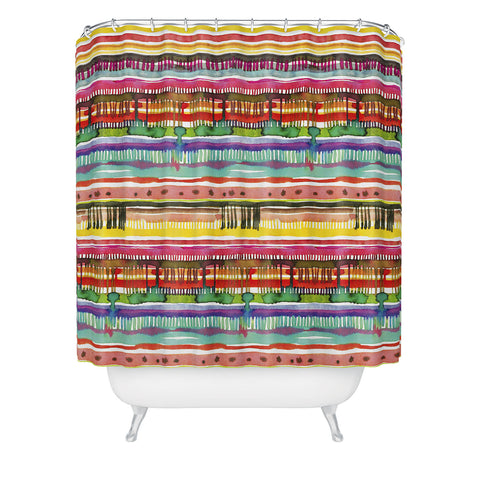 Ninola Design Boho Watercolor Tribal Shower Curtain