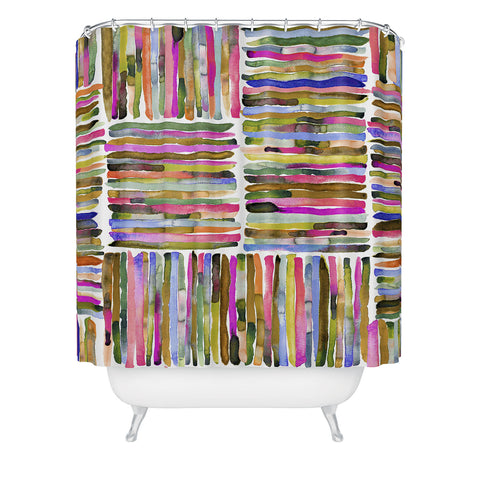 Ninola Design Bold and bright stripes Pink Shower Curtain