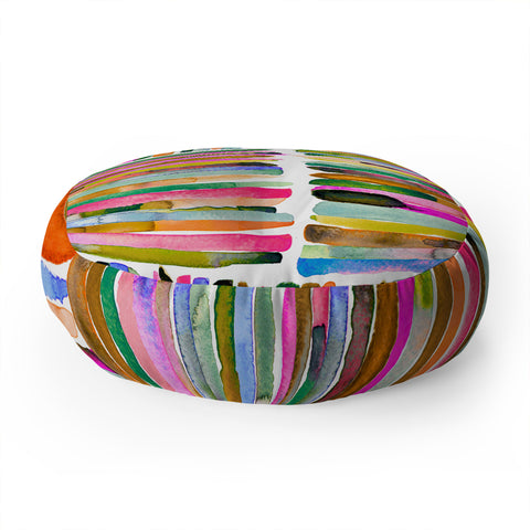 Ninola Design Bold bright stripes Pink Floor Pillow Round