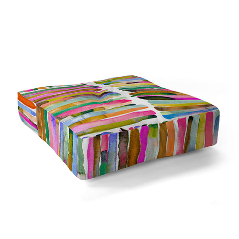 Ninola Design Bold bright stripes Pink Floor Pillow Square