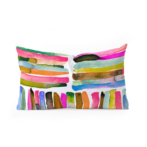 Ninola Design Bold bright stripes Pink Oblong Throw Pillow
