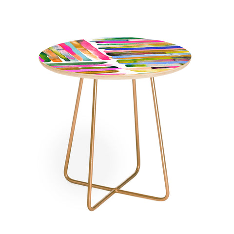 Ninola Design Bold bright stripes Pink Round Side Table