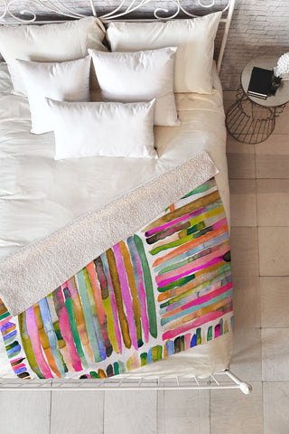 Ninola Design Bold bright stripes Pink Fleece Throw Blanket