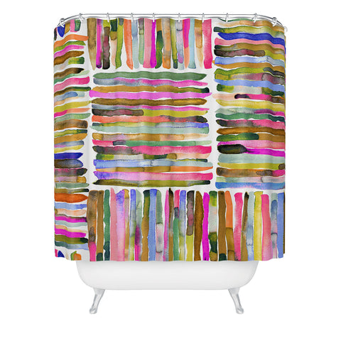 Ninola Design Bold bright stripes Pink Shower Curtain