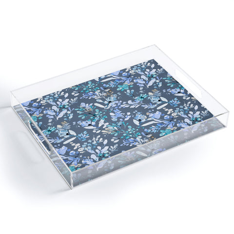 Ninola Design Botanical Abstract Blue Acrylic Tray