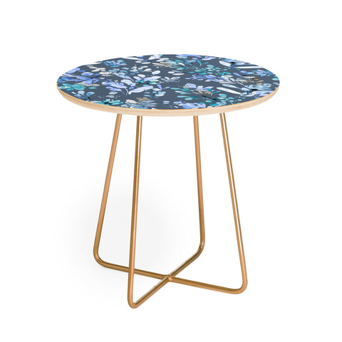 Ninola Design Botanical Abstract Blue Round Side Table