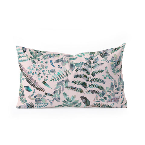 Ninola Design Botanical plants Aqua pink Oblong Throw Pillow