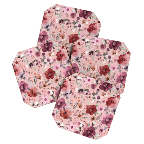 Ninola Design Bountiful bouquet Pink Romance Coaster Set